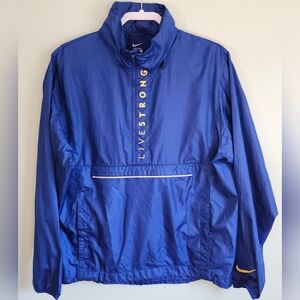 Nike LIVESTRONG Hood 1/2 Zip Polyester Pullover Windbreaker Royal Blue Mens M